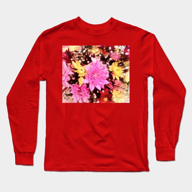 Bouquet with a pink flower in the middle. Long Sleeve T-Shirt by Evgeniya